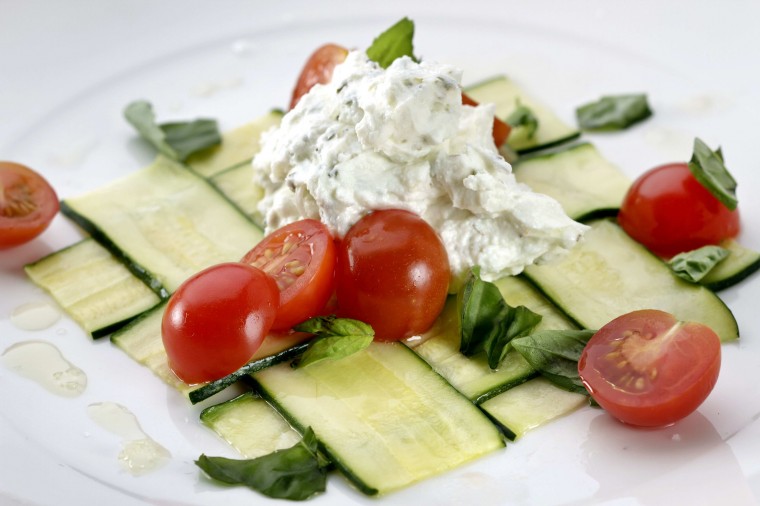 Woven zucchini with fresh goat cheese